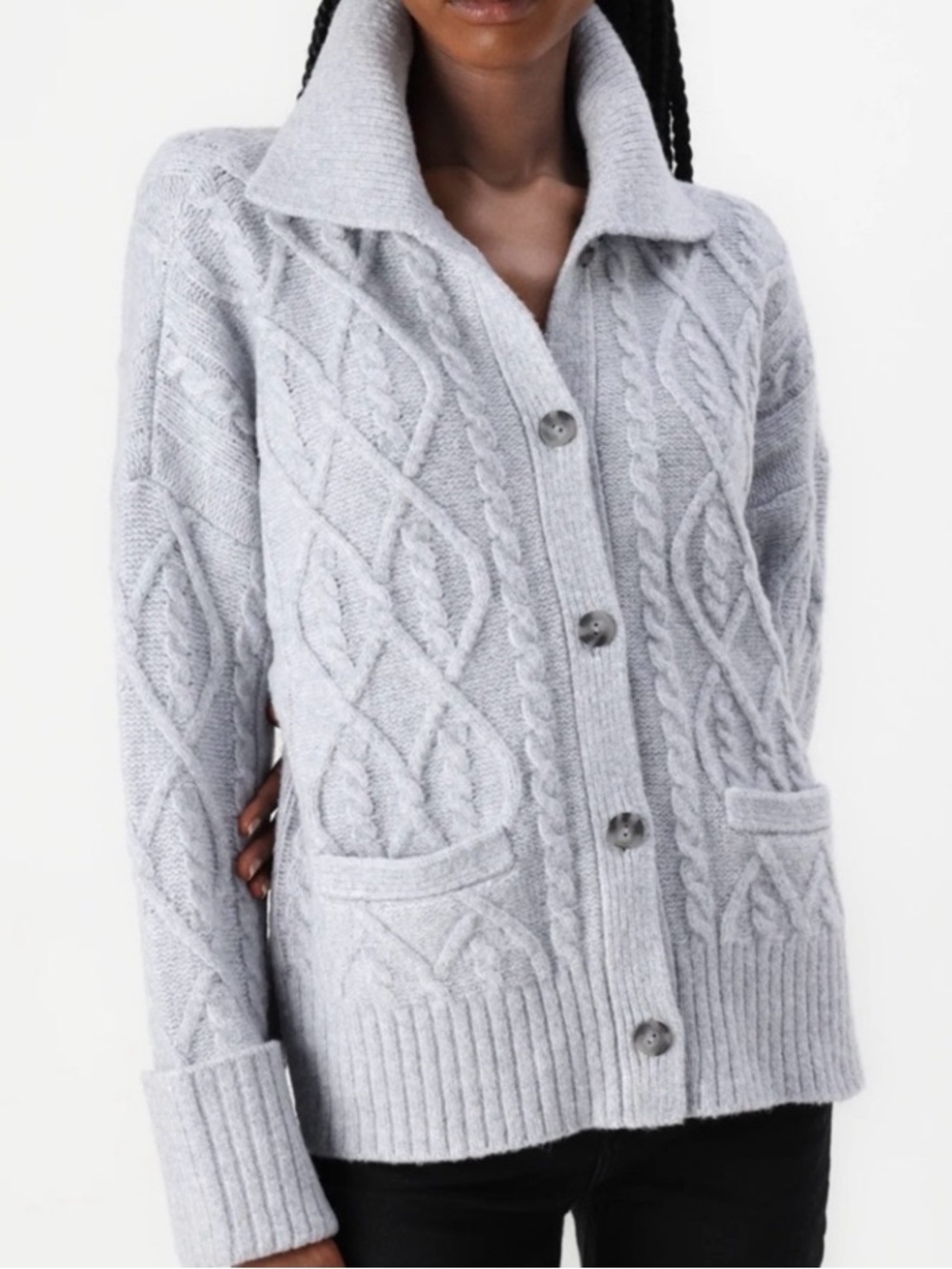 Abercrombie & Fitch Cable-Knit Button Down Gray Cardigan Size
S NWOT - Picture 13 of 16